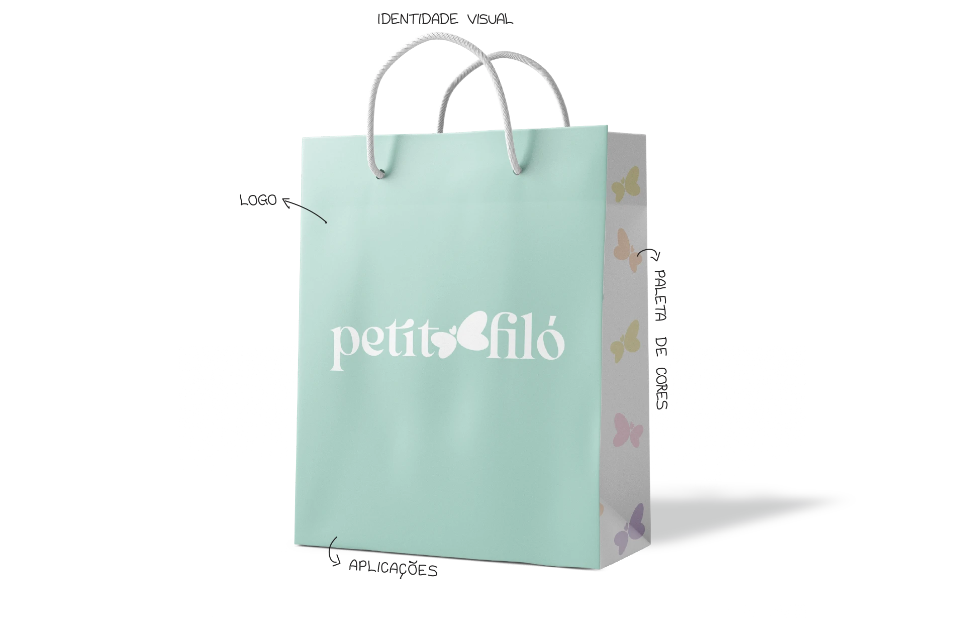Identidade visual criada pela Chez Publicidade para a marca de moda infantil Petit Filó