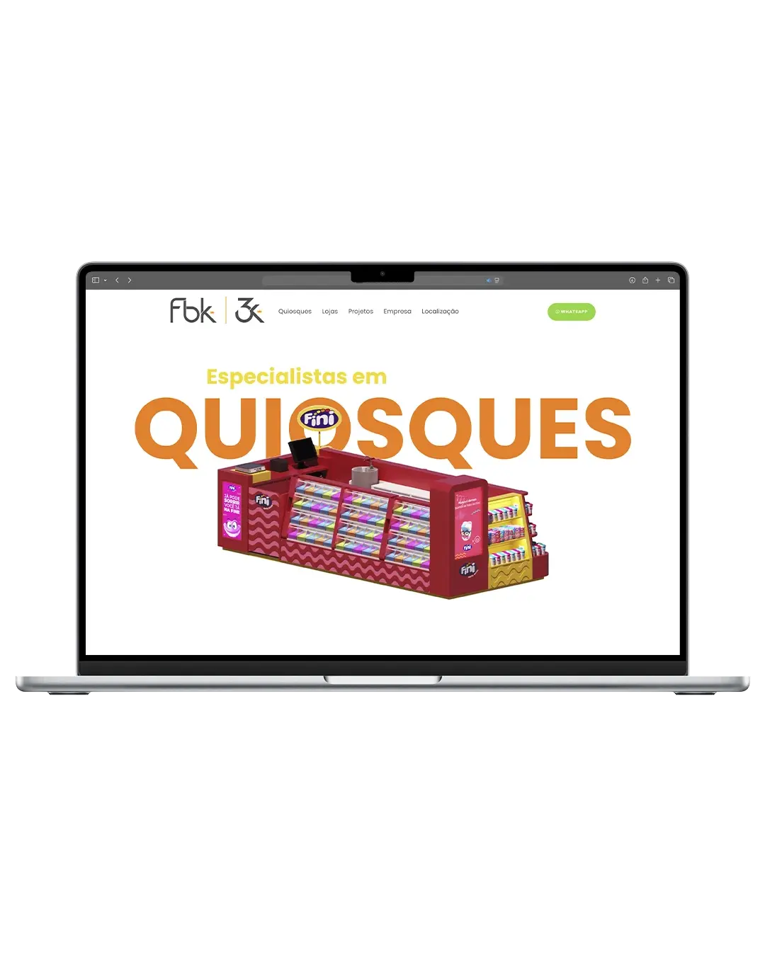 Site institucional criado pela Chez Publicidade para FBK Marcenaria, fábrica de quiosques para shopping em Itu/SP